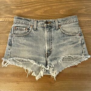 Vintage 80s Authentic Levis 505 Lt Blue High Waist Cutoff Shorts Daisy Dukes GUC